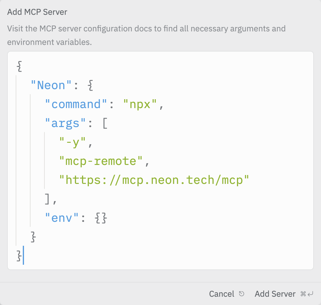 Zed add Neon Remote MCP server